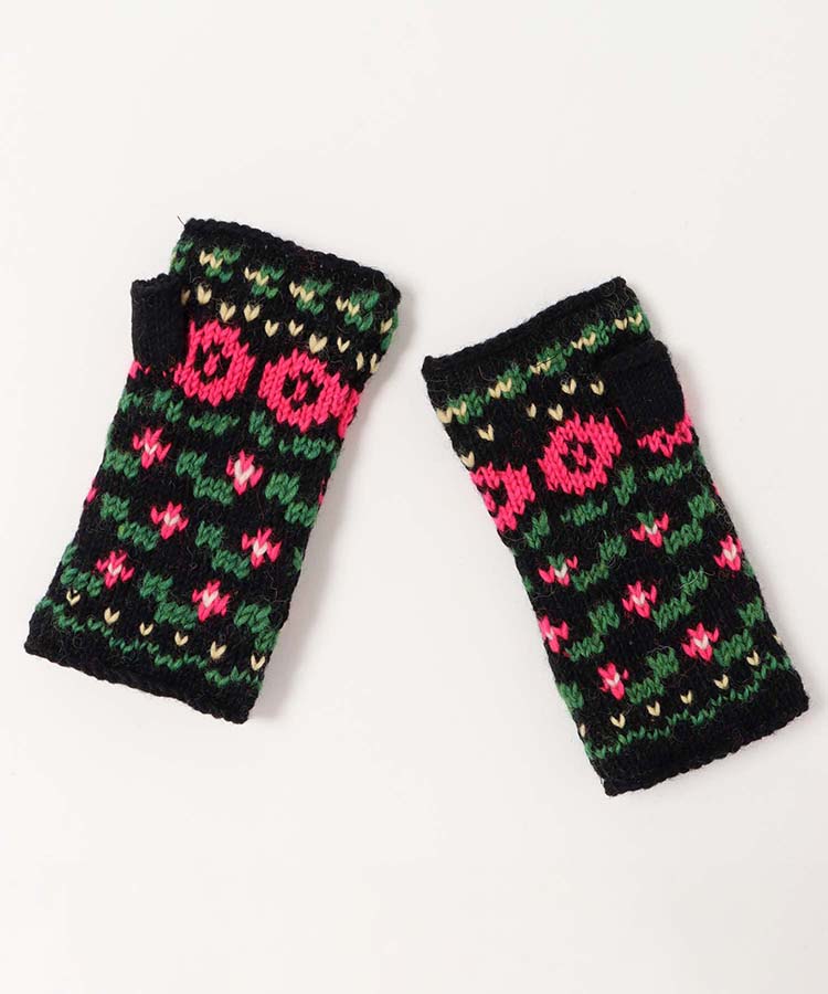 フラワーニットフィンガーレスグローブ