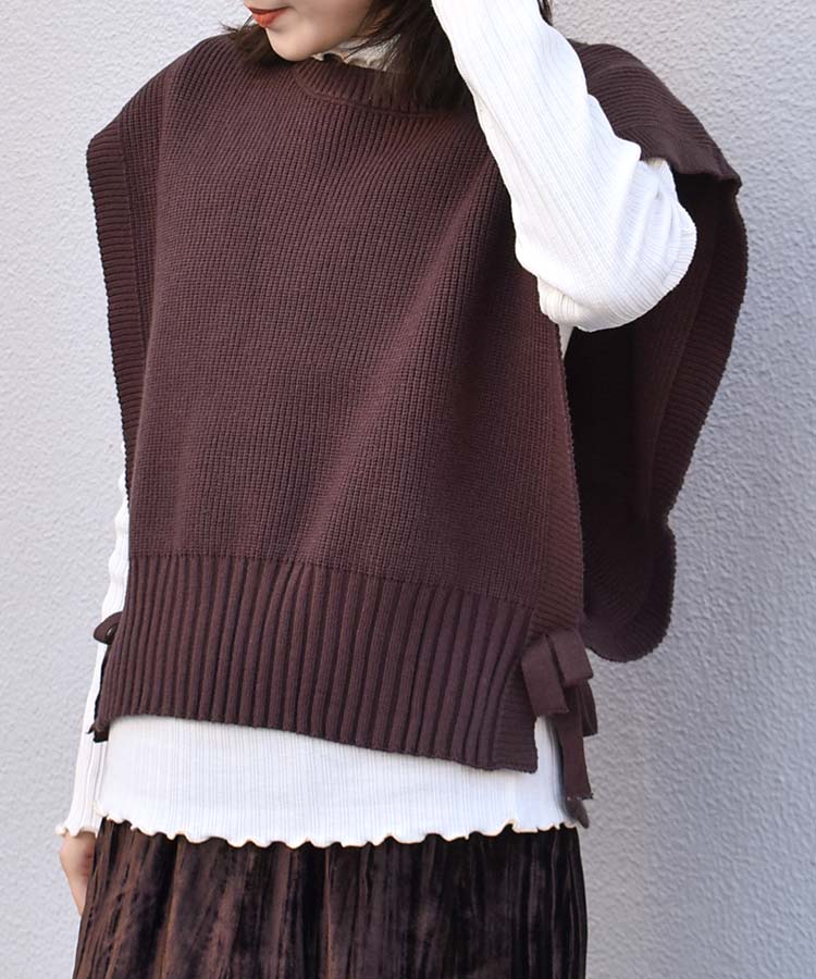 ≪SALE≫サイドリボンニットベスト