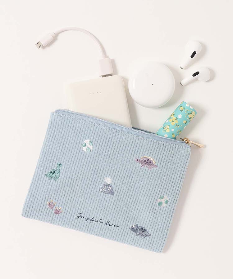 ジョイフルビットコーデュロイフラットポーチ