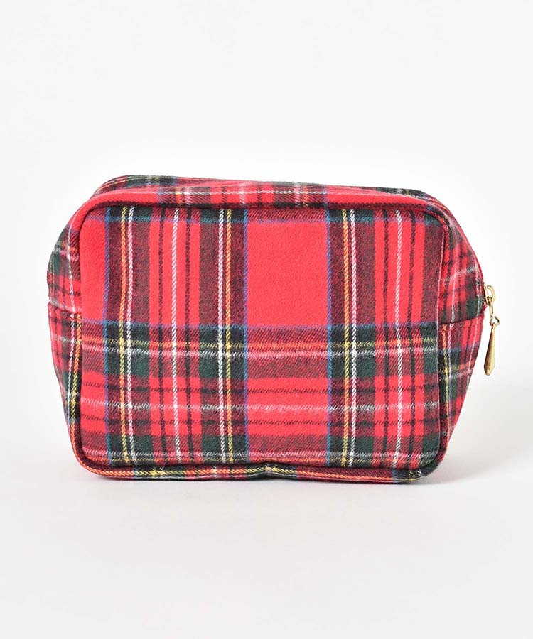 起毛チェック柄スクエアポーチ