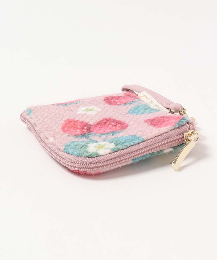 ジューシードゥーシェニール織いちごL字ファスナーミニポーチ