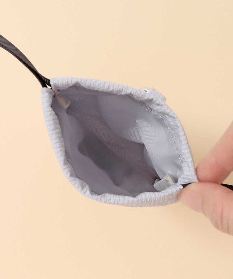 キャットパールカラビナ付きリップル巾着