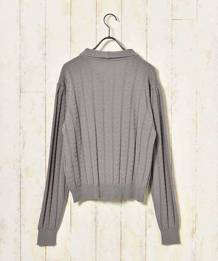 透かし編みニットタイ付きカーディガン