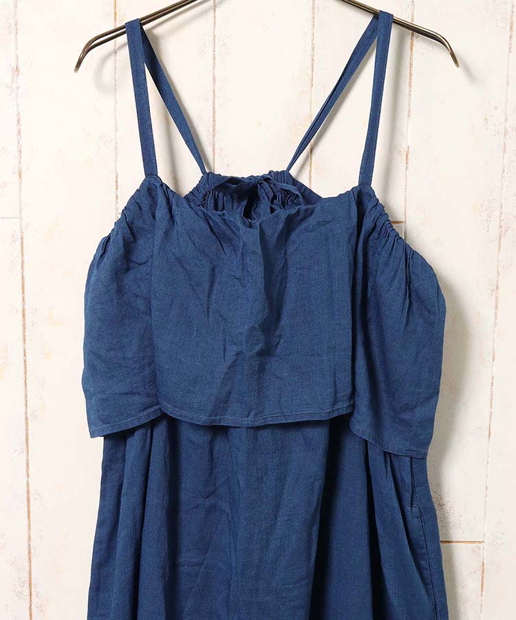 コットンガーゼデニムキャミワンピース