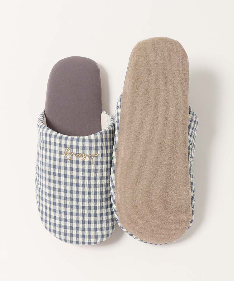 ロゴ刺繍コットンソフトスリッパ