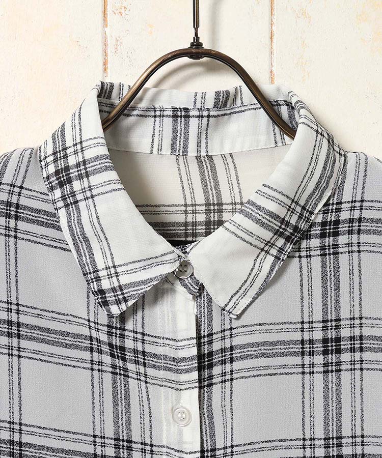 シアーチェックタンクトップ付きブラウス