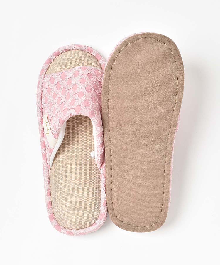 ラティス柄前開きパフィースリッパ