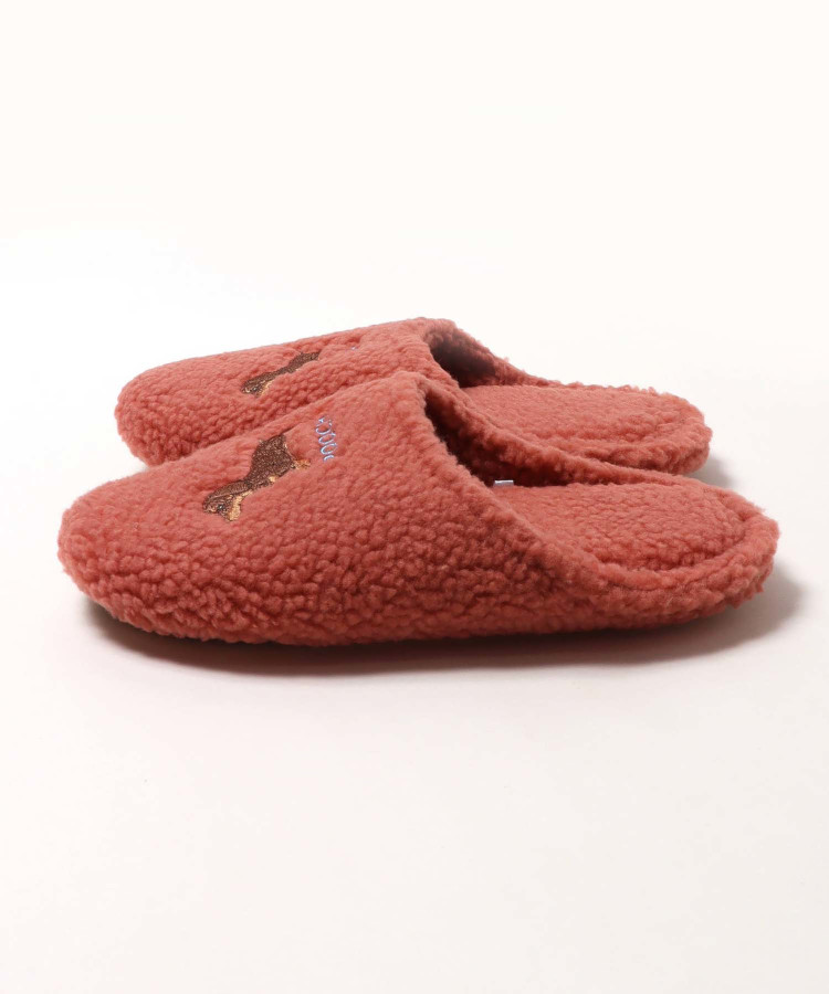 イヌボア刺繍ルームシューズ