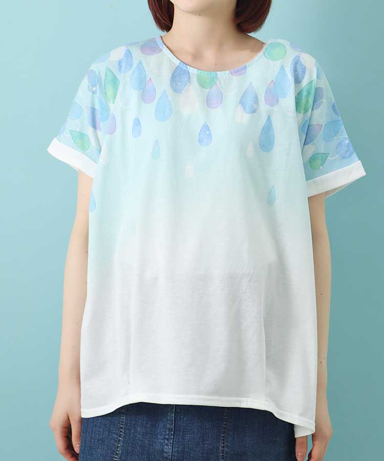 水彩プリントTシャツ Tシャツ 半袖カットソー カットソー