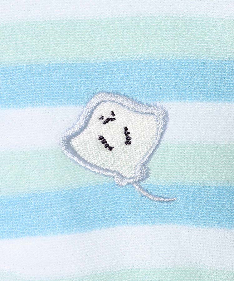 パイルボーダー刺繍ワンピ