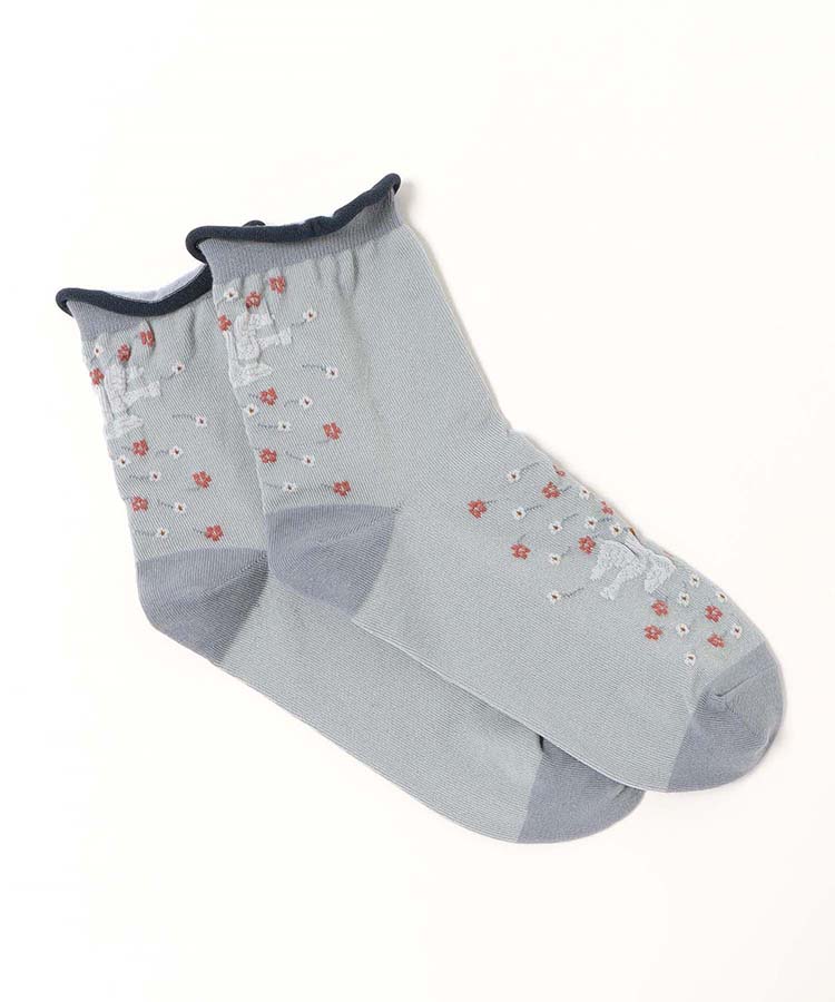 ≪SALE≫逆スパ花鳥ロークルーソックス