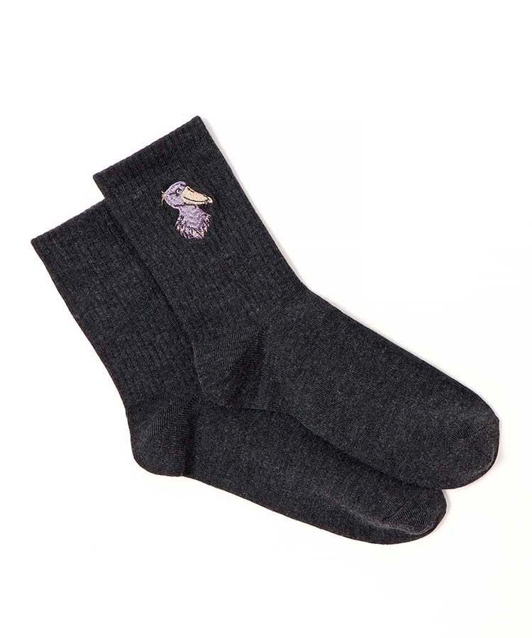 動物刺繍付きクルーソックス