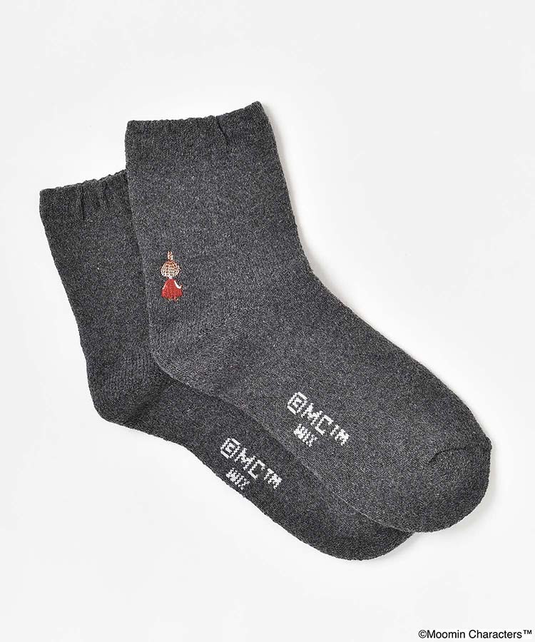 リトルミイ背中刺繍無地ロークルーソックス