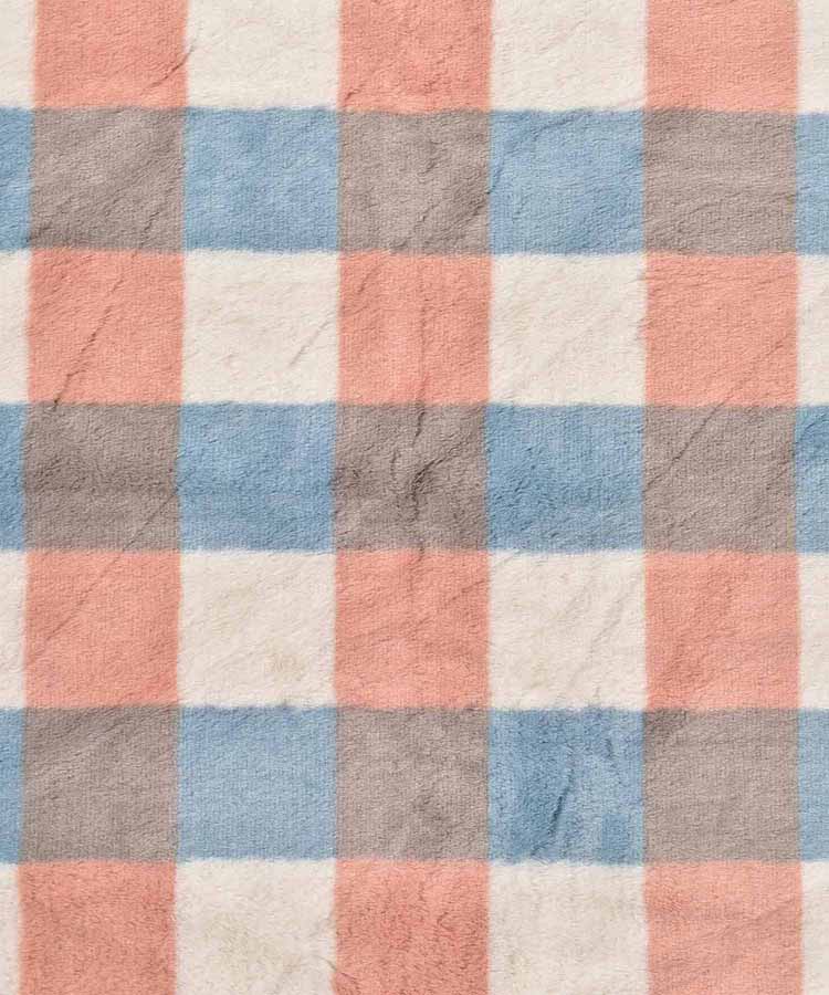 チェック柄エコファー裏ボアブランケット