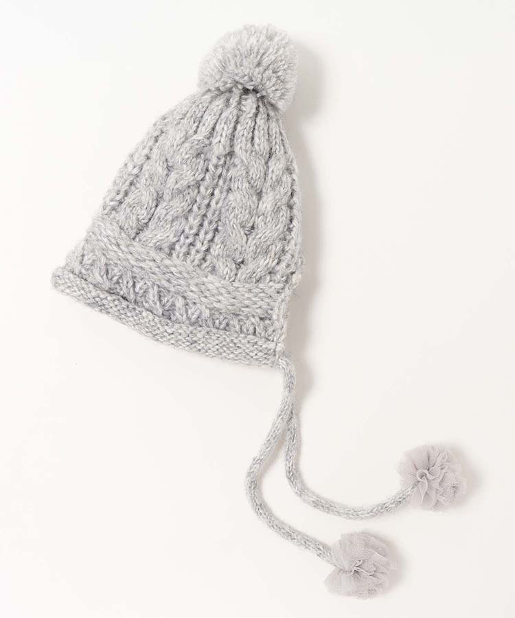 バックスリット裏ボアぽんぽんニット帽