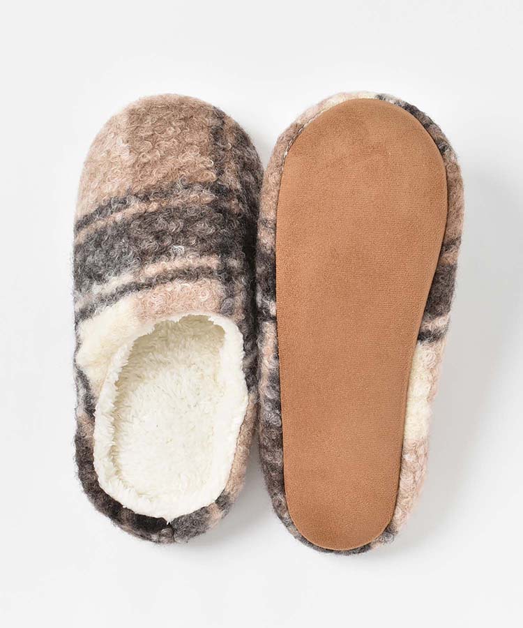 チェックボアスリッパ