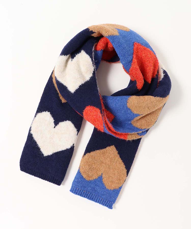ハートジャガードニットマフラー