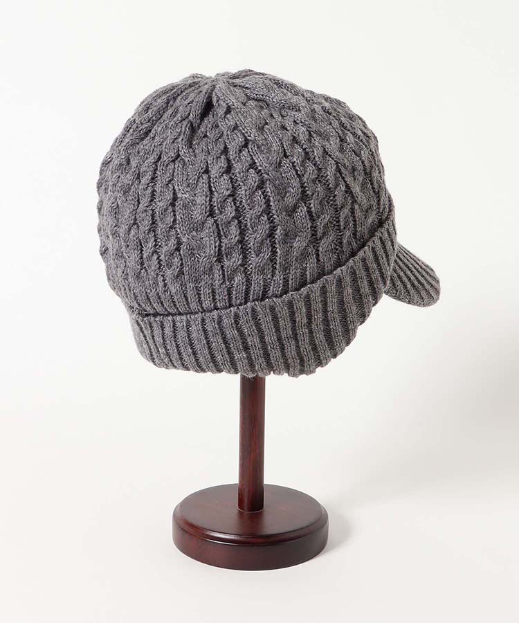 ケーブルニット耳付きキャスケット