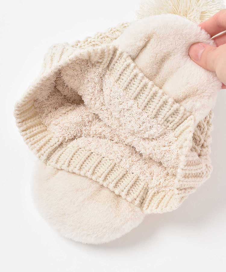 ファー付耳あてニット帽