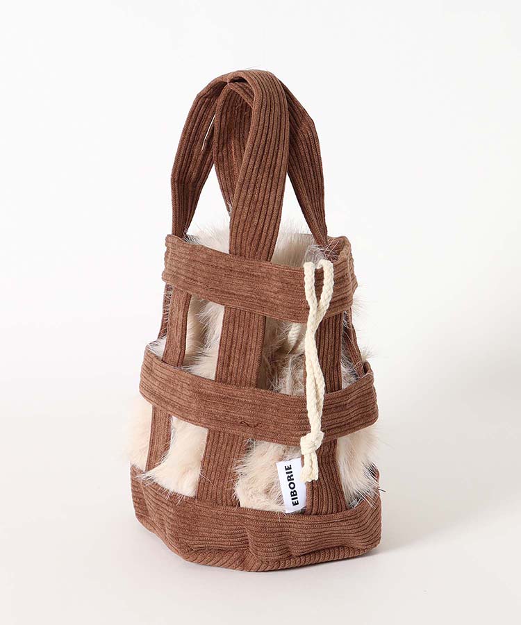 コーデュロイバスケットバッグ