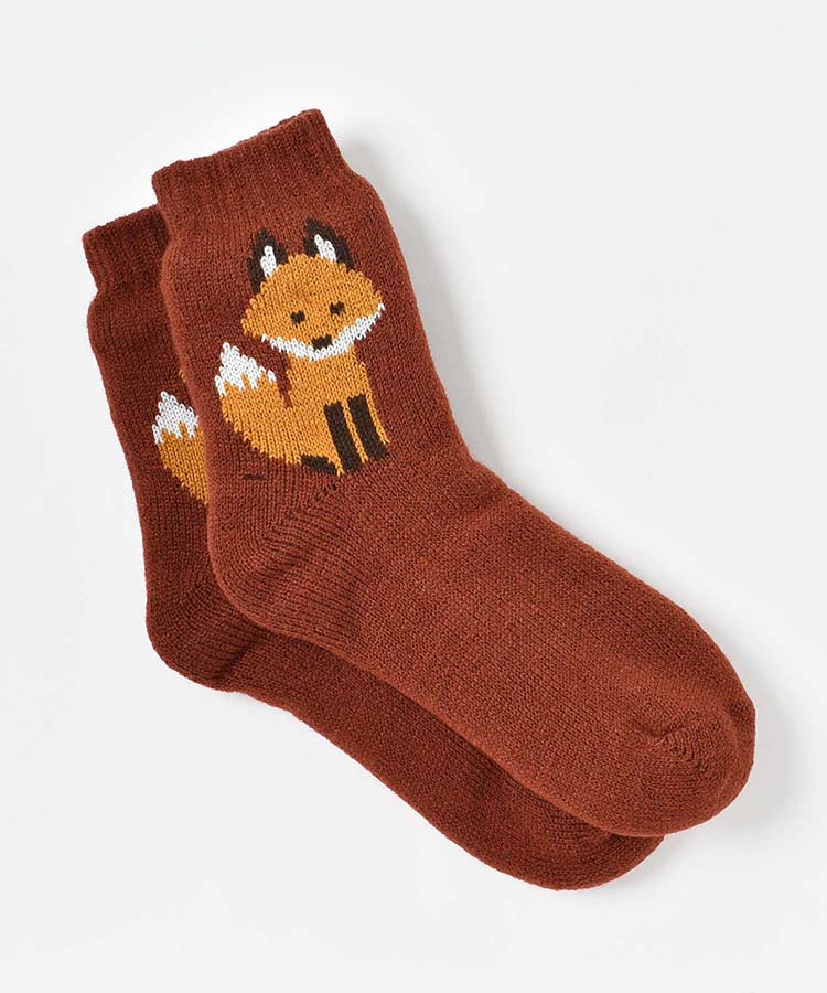 キツネワンポイント裏ボアソックス