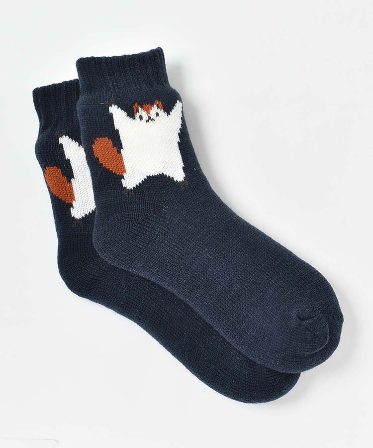 モモンガワンポイント裏ボアソックス