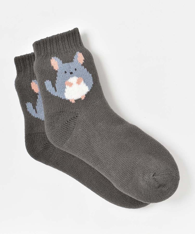 チンチラワンポイント裏ボアソックス