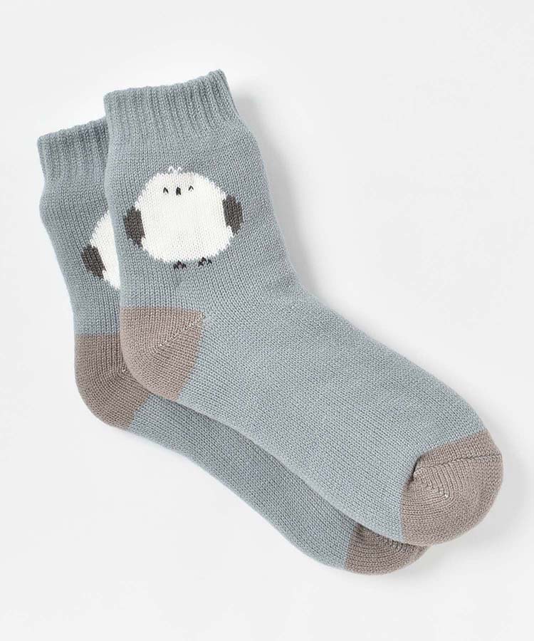 シマエナガワンポイント裏ボアソックス