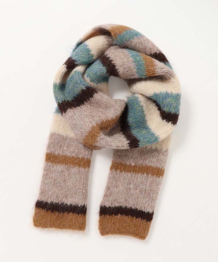 モヘアタッチボーダーマフラー