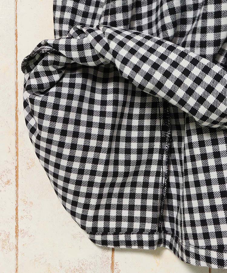 ネルウエスト切替長袖ギャザーワンピース