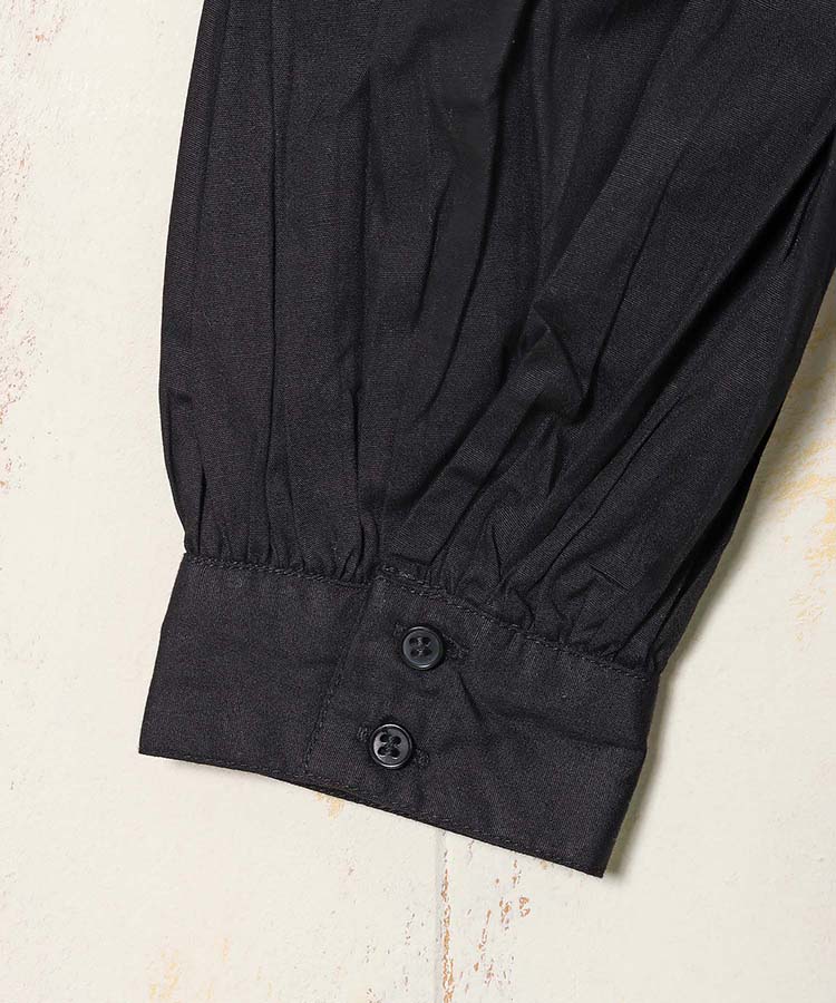 ポプリン前開きカフス袖ワンピース