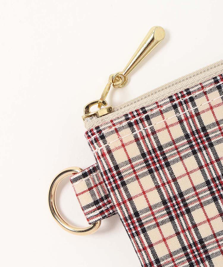 タイプライターチェック柄フラットポーチ