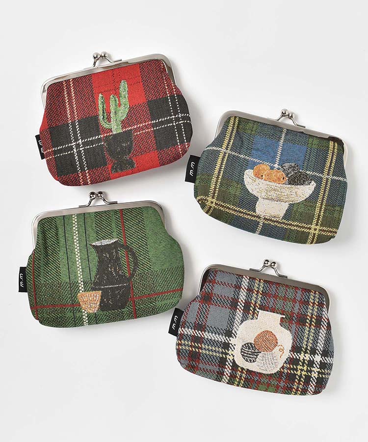 松尾ミユキチェックがま口ポーチ