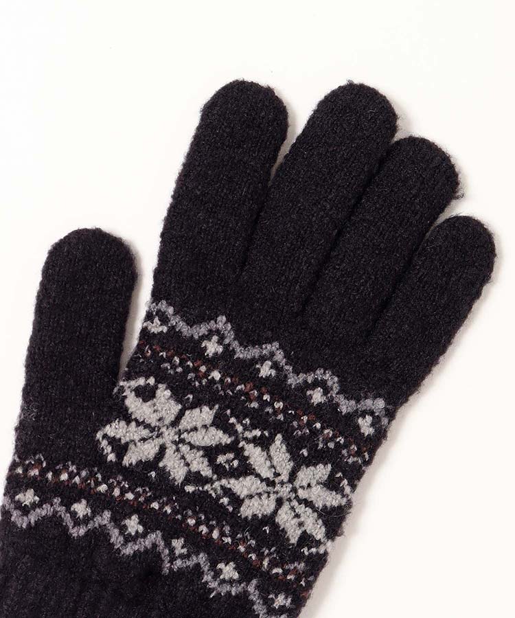 裏起毛雪柄ニットグローブL