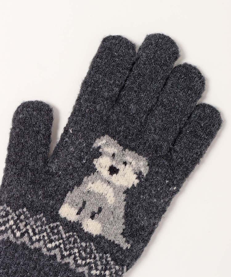 裏起毛シュナウザーニットグローブ