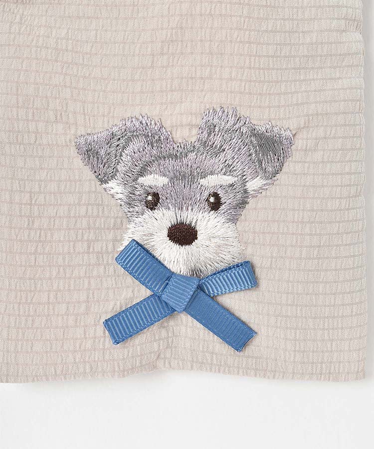 ドッグリボンカラビナ付きリップル巾着