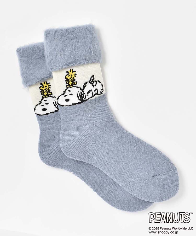 スヌーピー寝ころび裏起毛ソックス