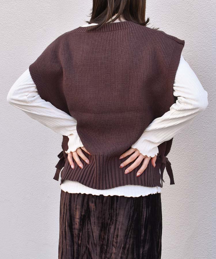 ≪SALE≫サイドリボンニットベスト