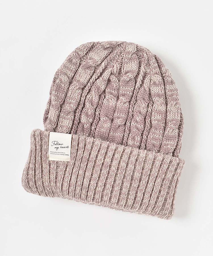 リバーシブル2WAYMIXリブ＆ケーブルニット帽