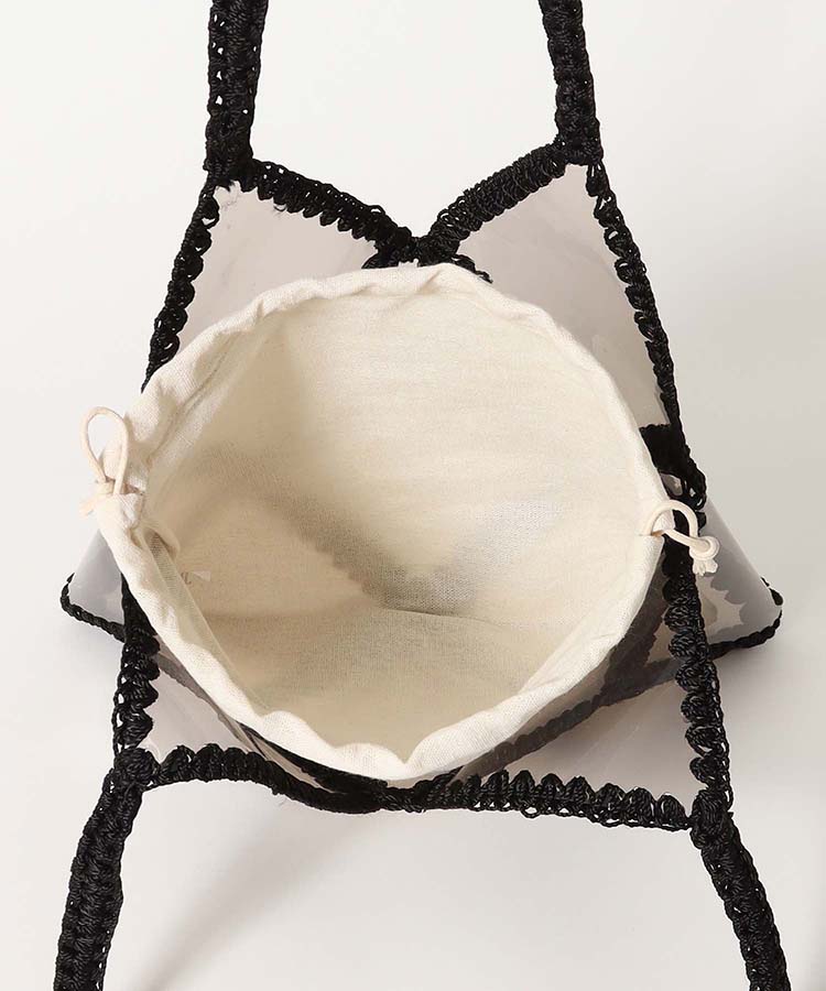 クロシェ編みクリアビニールトートバッグ