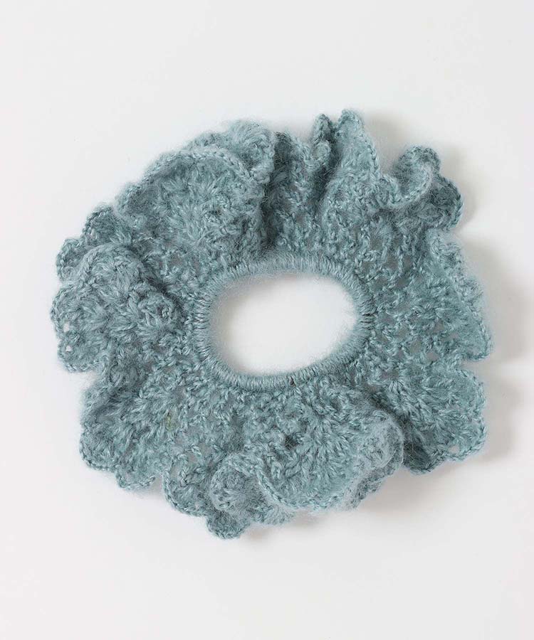 モヘアクロシェ編みシュシュ