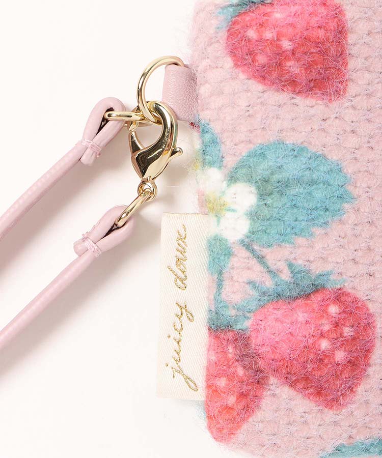 ジューシードゥーシェニール織いちごL字ファスナーミニポーチ