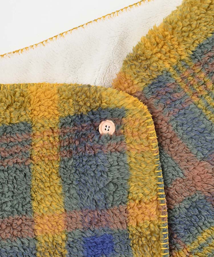 ボアチェックブランケット