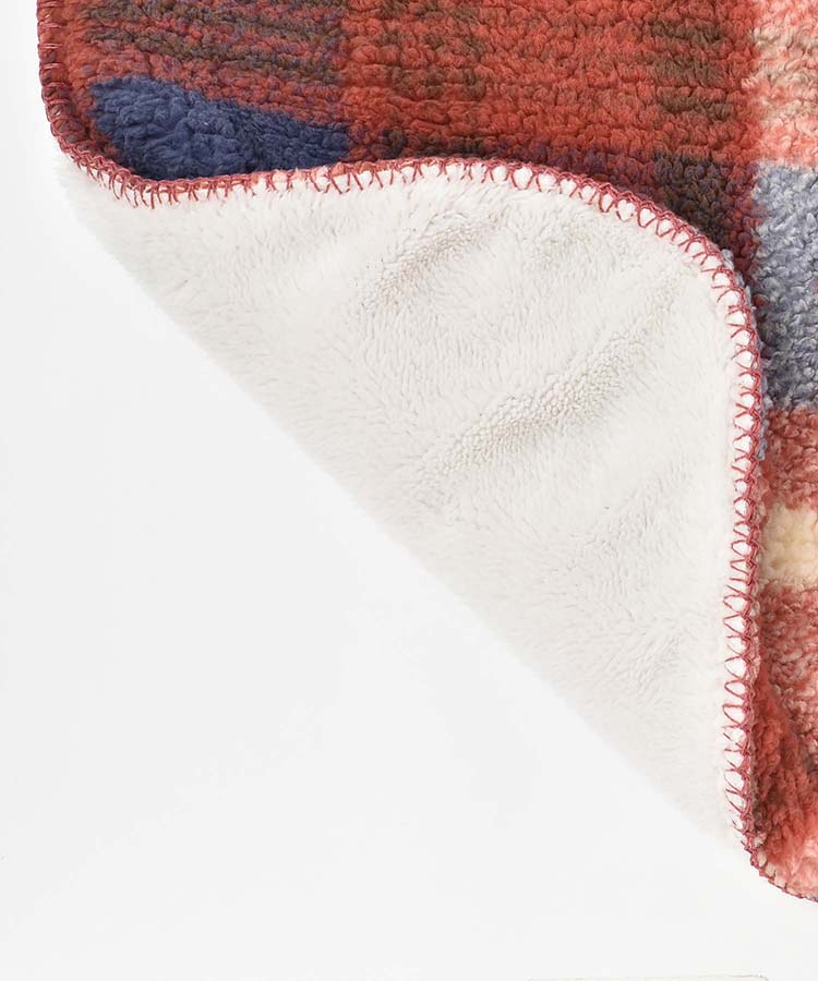 ボアチェックブランケットL