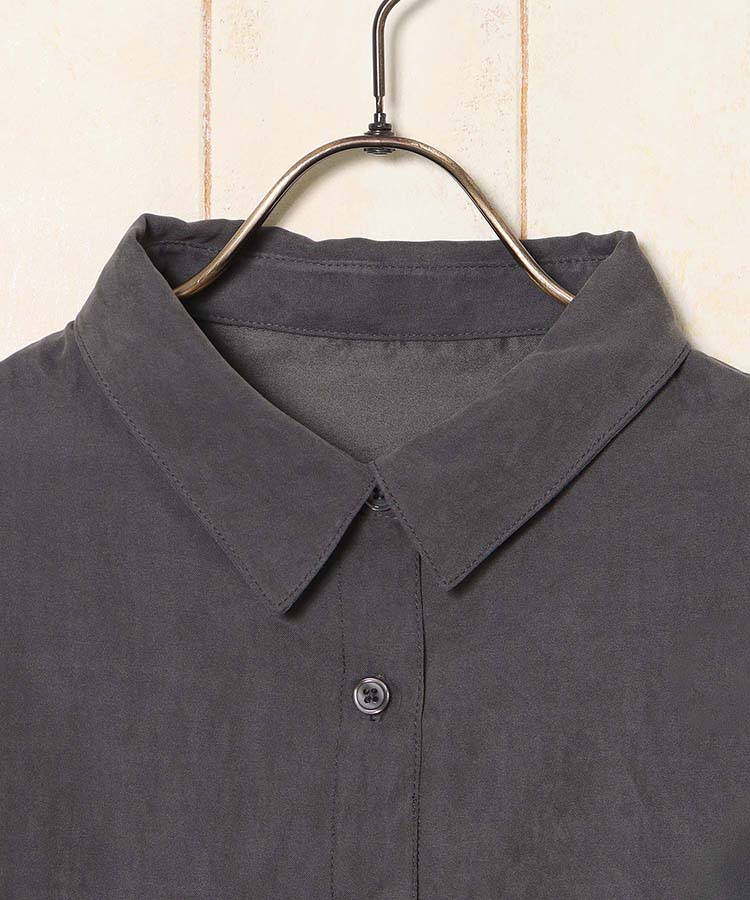 ピーチ起毛袖ボリュームシャツワンピース