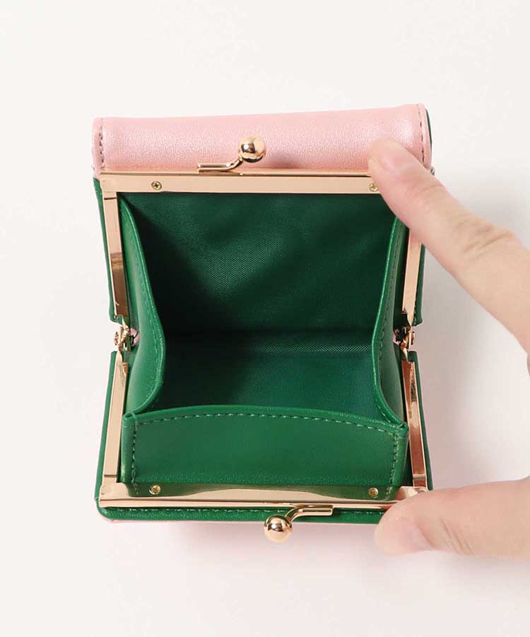 いちごがま口折財布