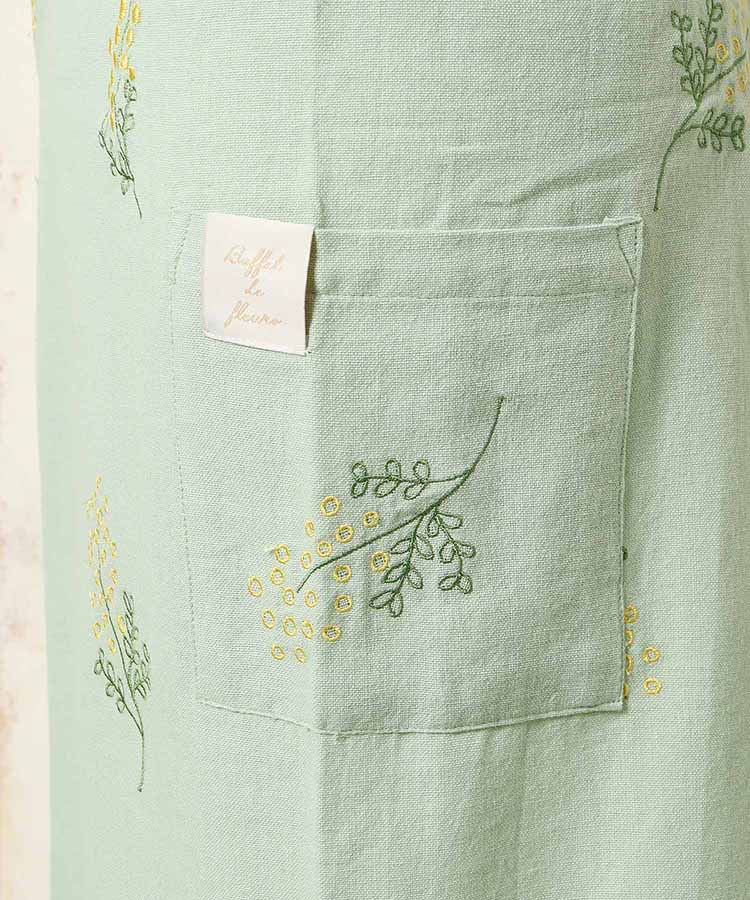 ミモザ刺繍エプロン