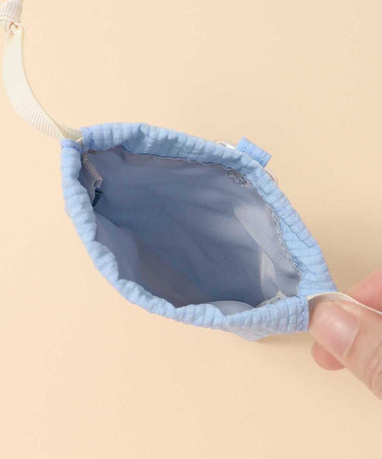 キャットパールカラビナ付きリップル巾着