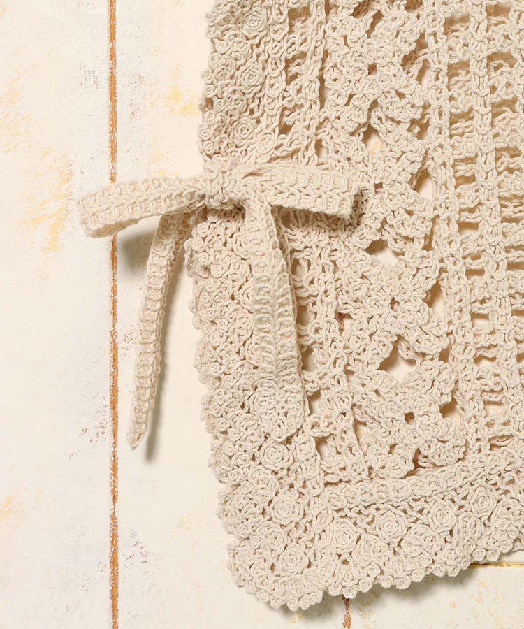 かぎ針サイドリボンベスト