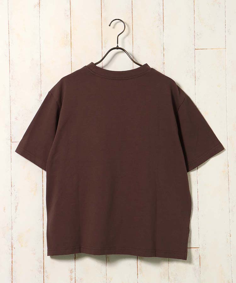 ブラシ刺繍ワイドクルーネックTシャツ